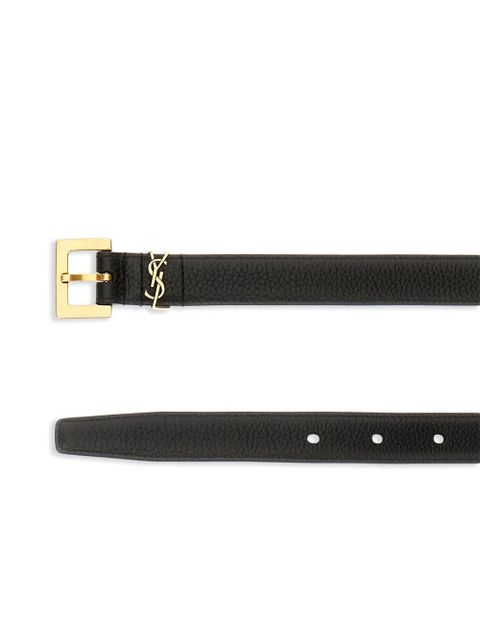 Saint Laurent Cassandre grained-leather belt - Black - zdjęcie produktu nr 2