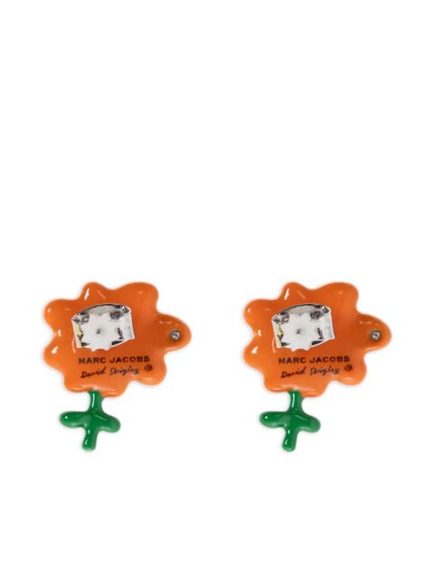 Marc Jacobs x David Shrigley Joy Flower stud earrings - Orange