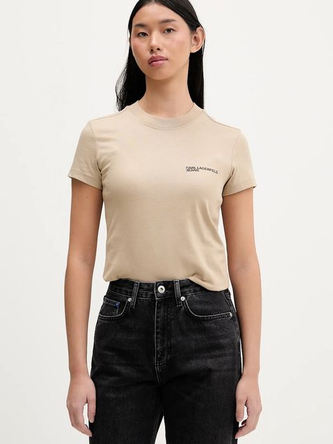 Karl Lagerfeld Jeans t-shirt bawełniany damski kolor beżowy A1W17004 - zdjęcie produktu nr 1