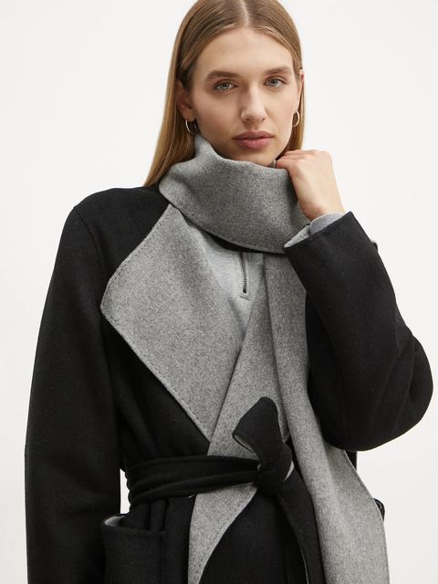 Karl Lagerfeld płaszcz wełniany dwustronny kolor czarny przejściowy A1W15018