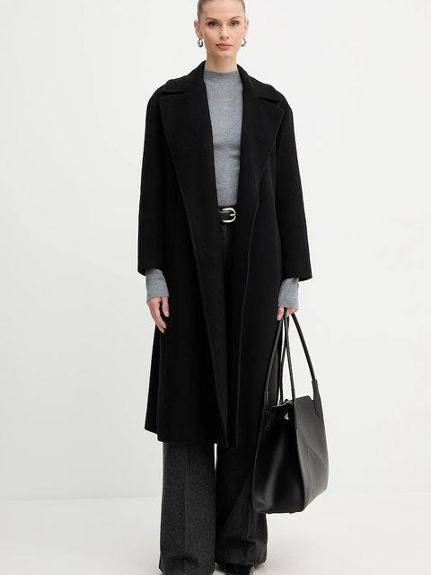 Marella płaszcz z dodatkiem wełny Emme by Marella kolor czarny 2525016032200