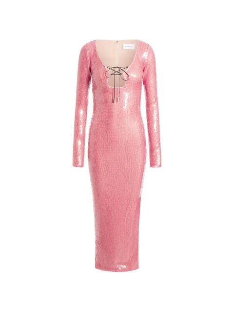 16Arlington Solaria sequin lace-up midi dress - Pink - zdjęcie produktu nr 1