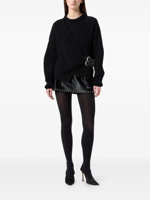 Blumarine ribbed buckle-fastening sweater - Black