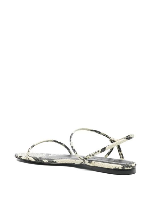 STAUD Laurel snakeskin-print sandals - White