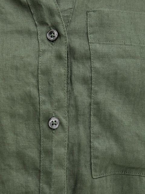 United Colors of Benetton koszula lniana damska kolor zielony relaxed 5BMLDQ0BA