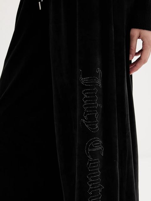 Juicy Couture spodnie dresowe welurowe damskie kolor czarny z aplikacją JCWBJ225309