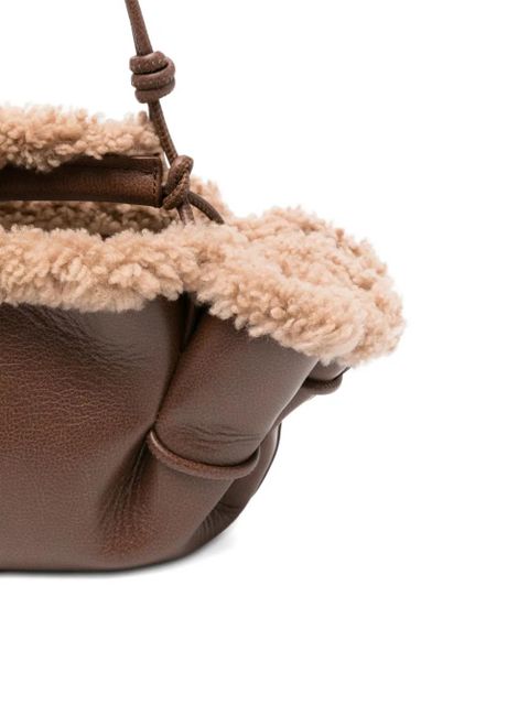 Hereu leather shearling tote bag - Brown