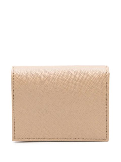 Prada small triangle-logo plaque leather wallet - Neutrals