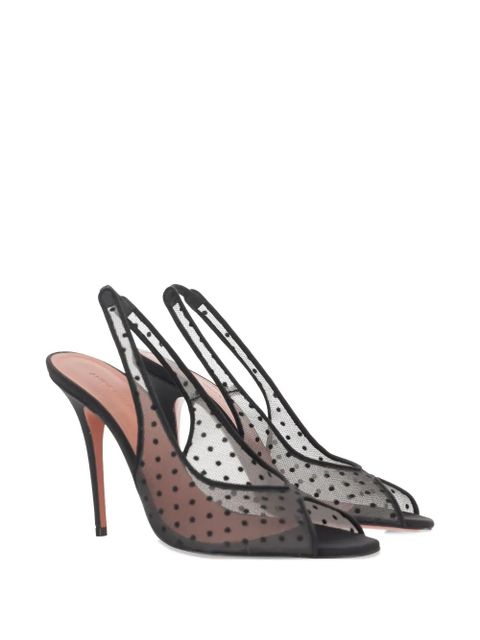 Amina Muaddi 105mm Kristina polka-dot slingback pumps - Black