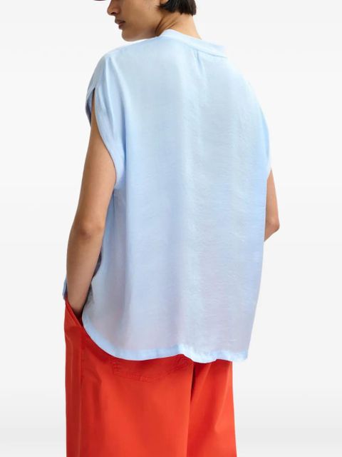 Essentiel Antwerp cap-sleeve mock-neck T-shirt - Blue