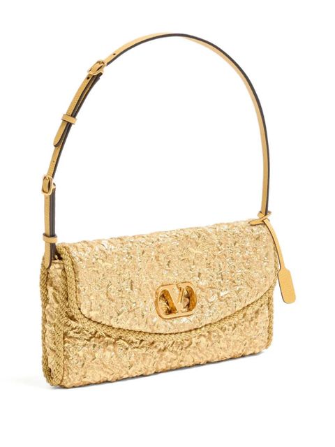 Valentino Garavani small DeVain jacquard shoulder bag - Gold