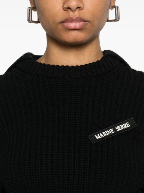 Marine Serre Half Cardigan knit sweater - Black