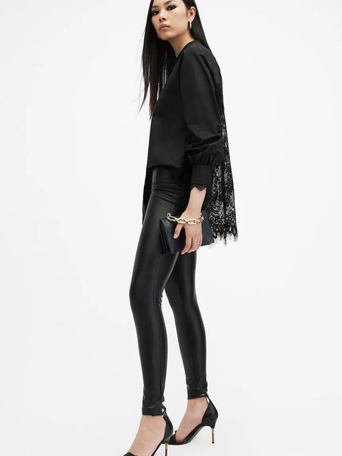 AllSaints koszula ETHEL LACE damska kolor czarny regular ze stójką W085PB