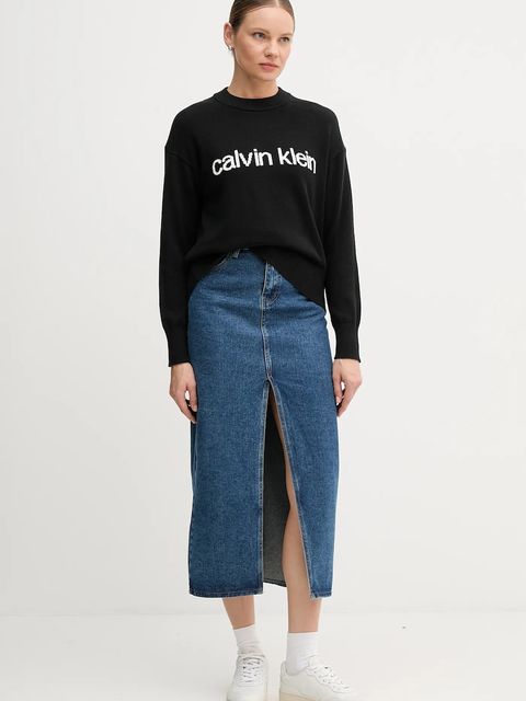 Calvin Klein Jeans sweter bawełniany damski kolor czarny lekki LV047C311G