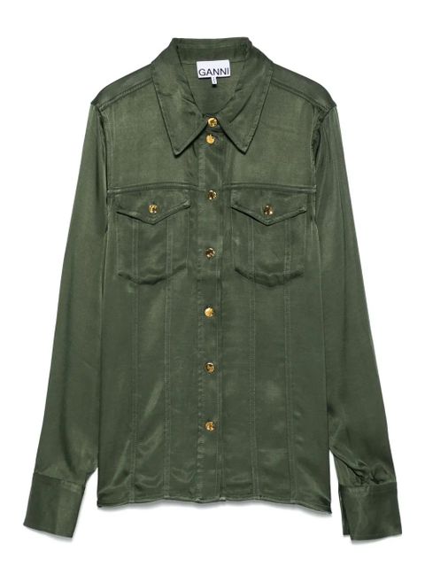GANNI satin shirt - Green - zdjęcie produktu nr 1