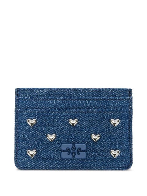 GANNI heart-stud card holder - Blue - zdjęcie produktu nr 1