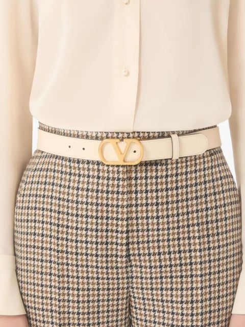 Valentino Garavani VLogo Signature reversible shiny calfskin belt - 30mm / 1.2 in. - Neutrals