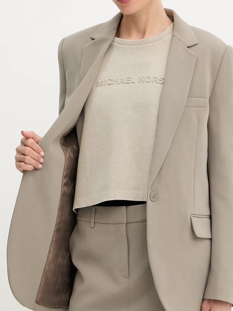 MICHAEL Michael Kors marynarka kolor brązowy jednorzędowa gładka MF4108YENX