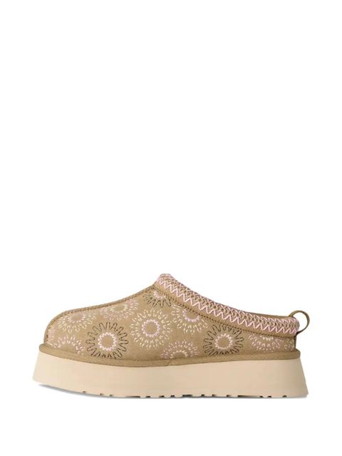 UGG floral-embroidery platform slippers - Brown