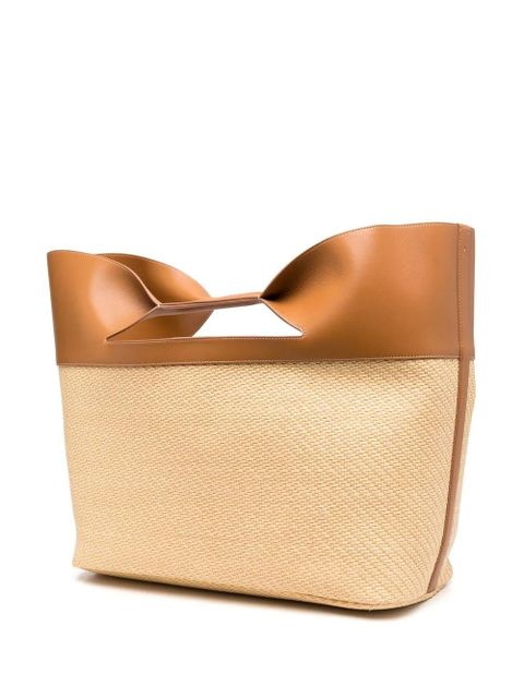 Alexander McQueen The Bow straw-woven tote bag - Neutrals