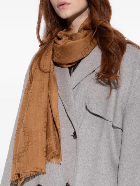 Ferragamo Gancini-monogram frayed scarf - Brown
