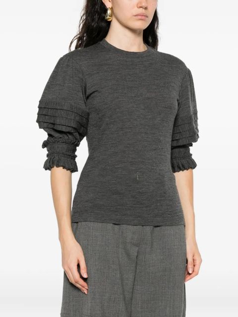Jil Sander ruffled-sleeved top - Grey - zdjęcie produktu nr 2
