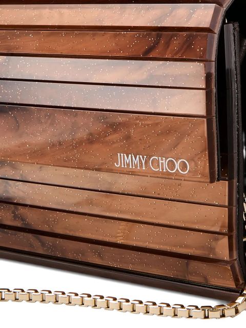 Jimmy Choo Sweetie ridged chain clutch bag - Brown