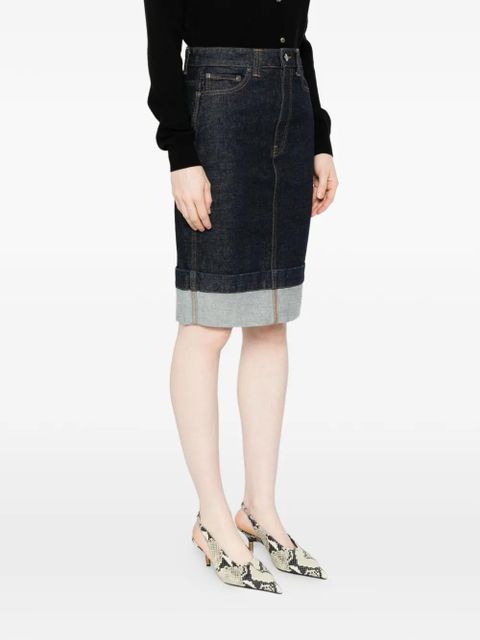 KHAITE Kendra cuffed midi skirt - Blue