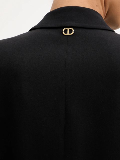 Twinset marynarka kolor czarny jednorzędowa gładka 252TT2400