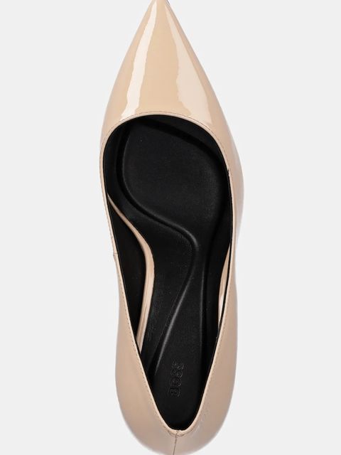 BOSS szpilki skórzane Gracey kolor beżowy 50552759