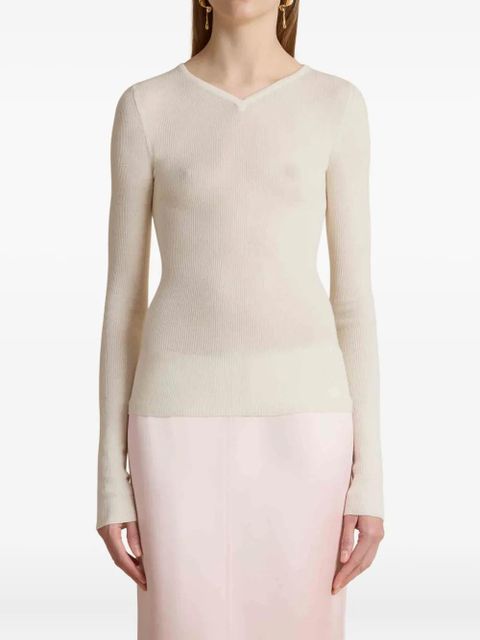 KHAITE v-neck sweater - White