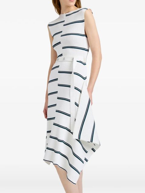Proenza Schouler Artemis ribbed striped midi dress - White