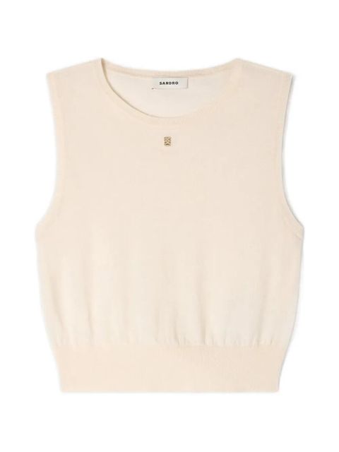 SANDRO round-neck logo-plaque tank top - Neutrals - zdjęcie produktu nr 1
