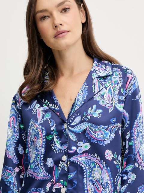 Lauren Ralph Lauren piżama damska kolor niebieski satynowa ILN92480