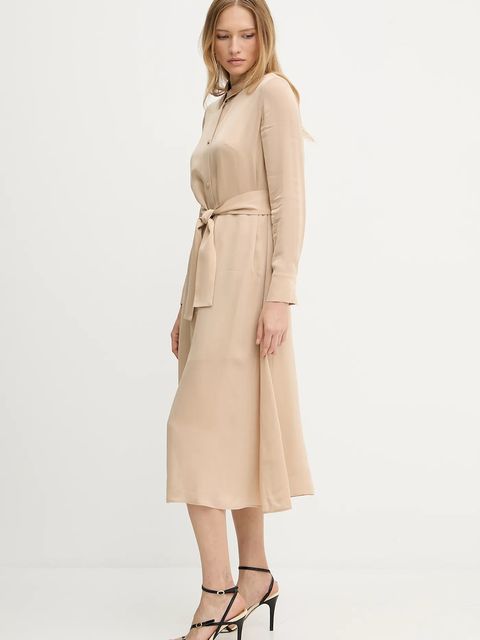 Armani Exchange sukienka kolor beżowy midi prosta XW001245 AF16121 - zdjęcie produktu nr 2