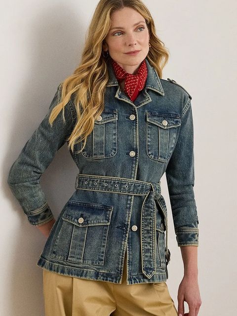 Lauren Ralph Lauren kurtka jeansowa kolor niebieski przejściowa 200978818