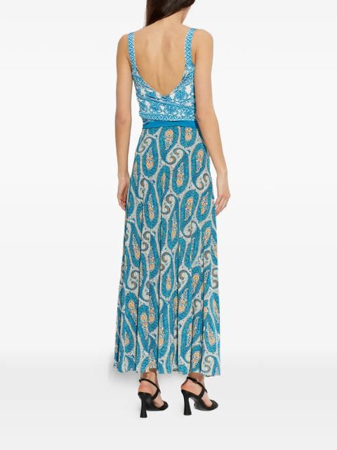 ETRO patterned tie-waist maxi dress - Blue
