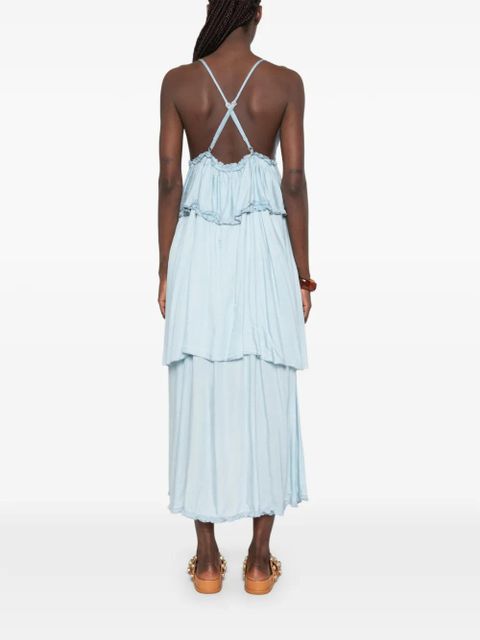 PINKO Agatha ruffled tiered midi dress - Blue