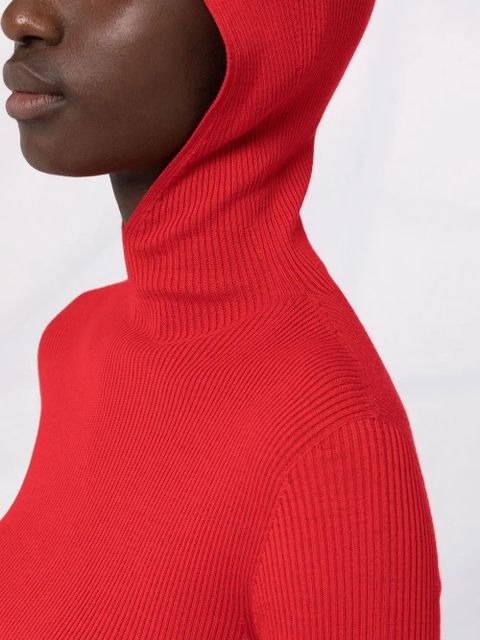 Jil Sander ribbed-knit hoodie - Red