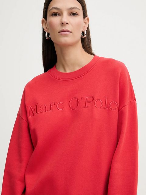 Marc O'Polo bluza bawełniana damska kolor czerwony gładka 600407354175