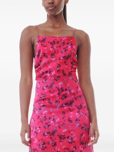 GANNI floral-print satin slip dress - Pink