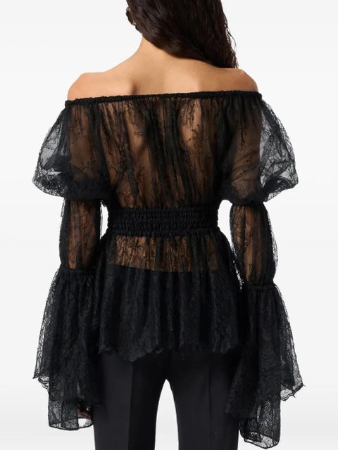 Blumarine lace-trimmed bell-sleeve top - Black