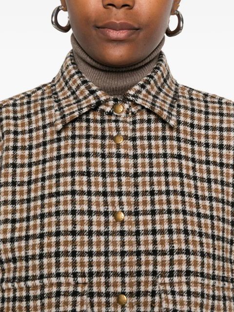 Moncler macro-check wool overshirt - Brown