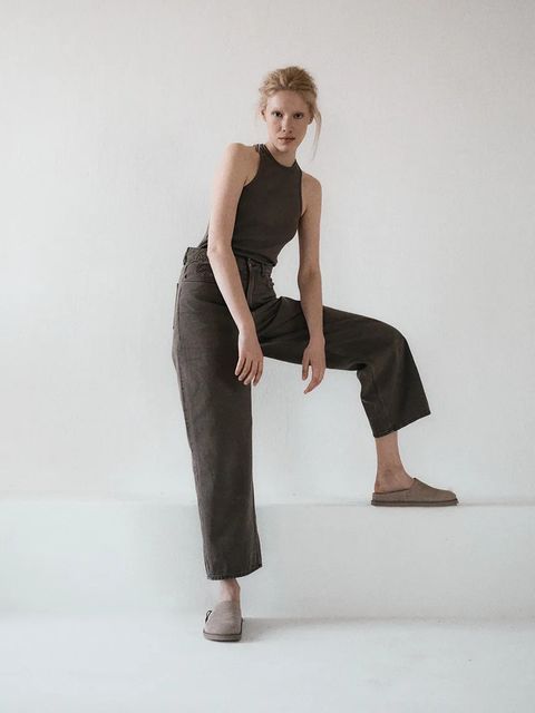 MUUV. top bawełniany PRESSE kolor brązowy PRESSE