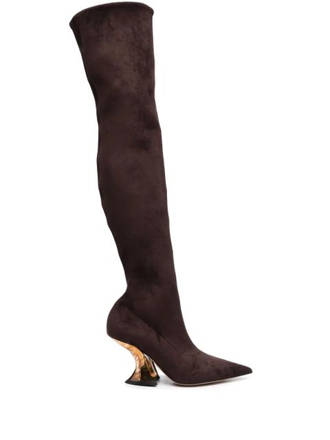 Casadei 100mm thigh-high suede boots - Brown - zdjęcie produktu nr 1