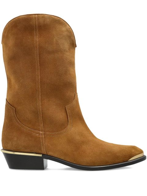 ISABEL MARANT metallic-toe slip-on cowboy boots - Brown - zdjęcie produktu nr 1