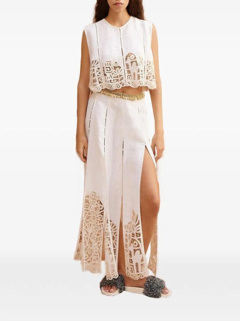 ALEMAIS Rosemary embroidered skirt - White