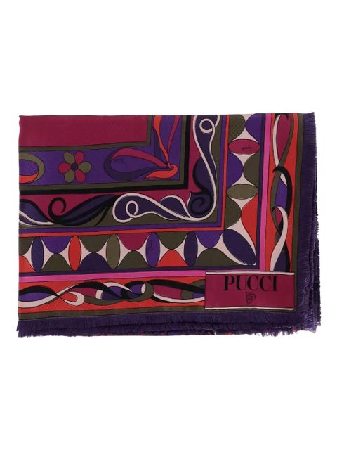 PUCCI geometric-print frayed scarf - Purple - zdjęcie produktu nr 2