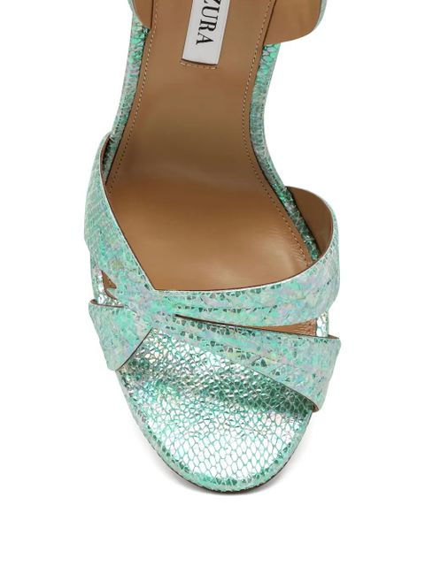 Aquazzura 105mm leaf-detail ankle-tie sandals - Green