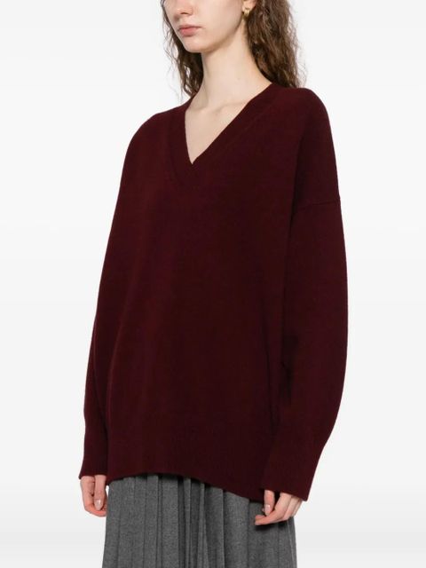 Róhe v-neck knitted jumper - Red